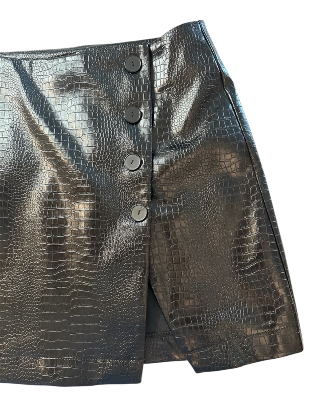 Commense Faux Croc Asymmetric Mini Skirt-NWOT - Picture 5 of 6
